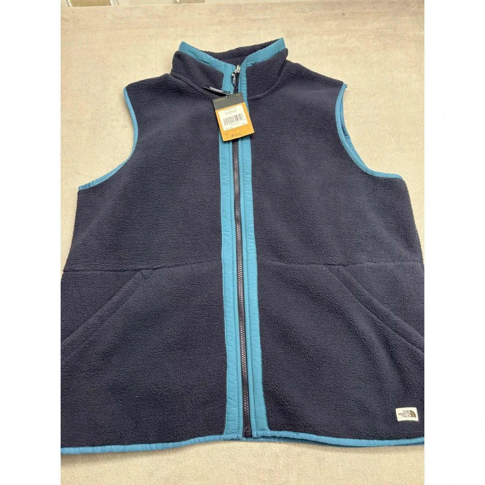 NEW The North Face Mens Carbondale Sherpa Fleece Vest Navy Blue XL NF0A4QZHTE8